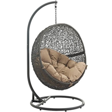 MODWAY Hide Outdoor Patio Swing Chair with Stand, Gray and Mocha EEI-2273-GRY-MOC